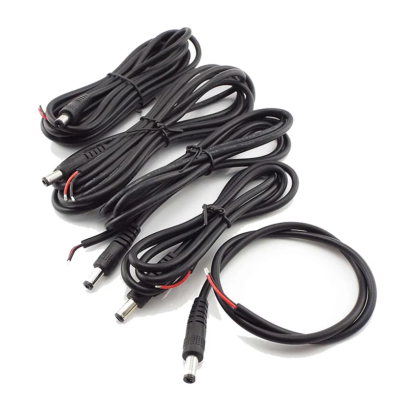 Fuente de alimentación macho de 12V y 5A CC, Cable de extensión DIY, luz LED, Cable Jack de 20 AWG, conector CC para CCTV, enchufe de 5,5x2,1mm - imagen 3