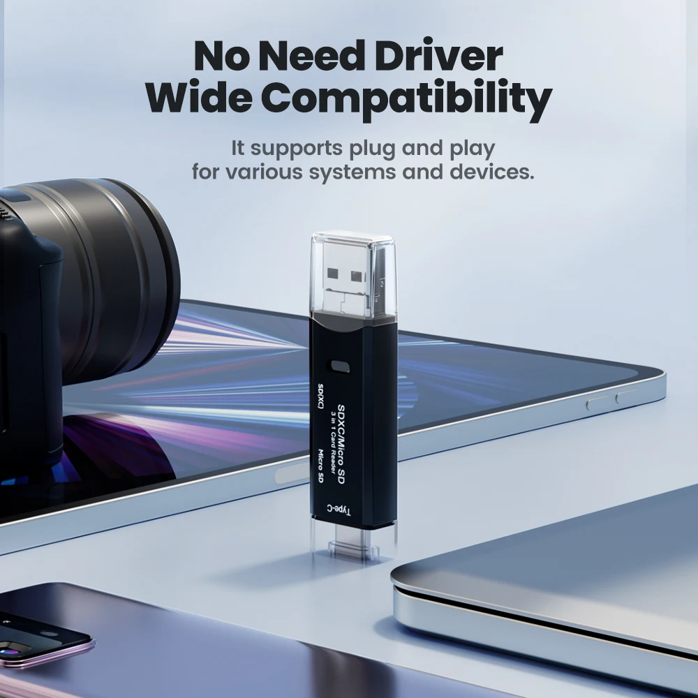 Elough lector de tarjetas 3 en 1, multifunción, TF/SD, para ordenador móvil iphon 15 - imagen 2