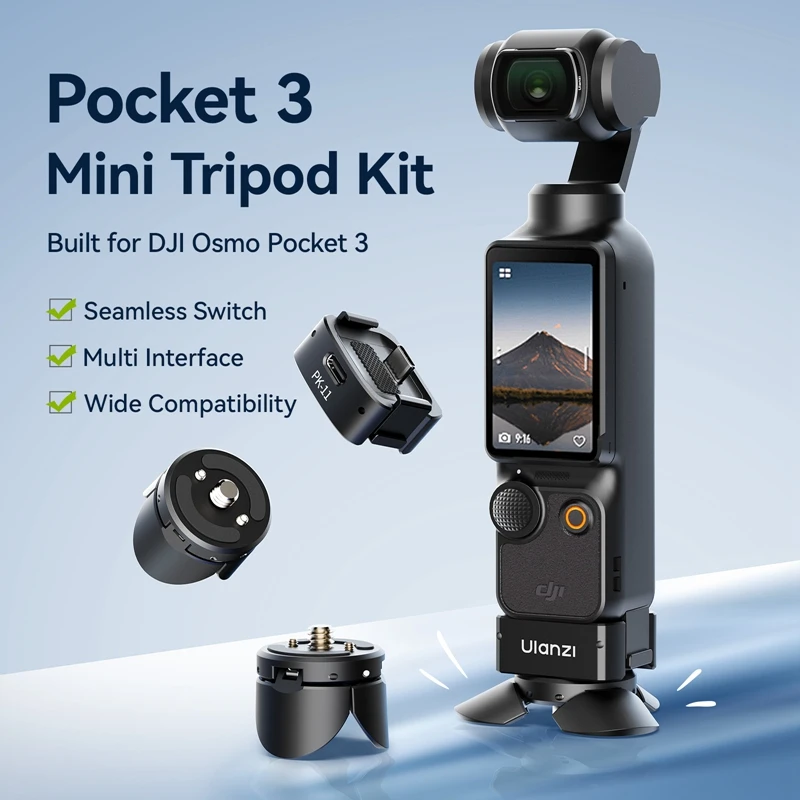 Ulanzi PK-08 Pocket 3 Mini trípode/PK-11 Arri Base de localización para DJI Osmo Pocket 3 para fotografía de viajes Vlog en vivo - imagen 2