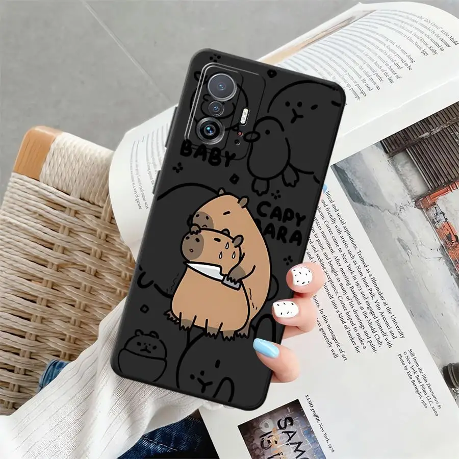Funda de teléfono suave negra para Xiaomi Mi 11 12 13 Lite 10T 11T 12T Pro 13 14 15 Pro 12X Capybara divertido - imagen 2
