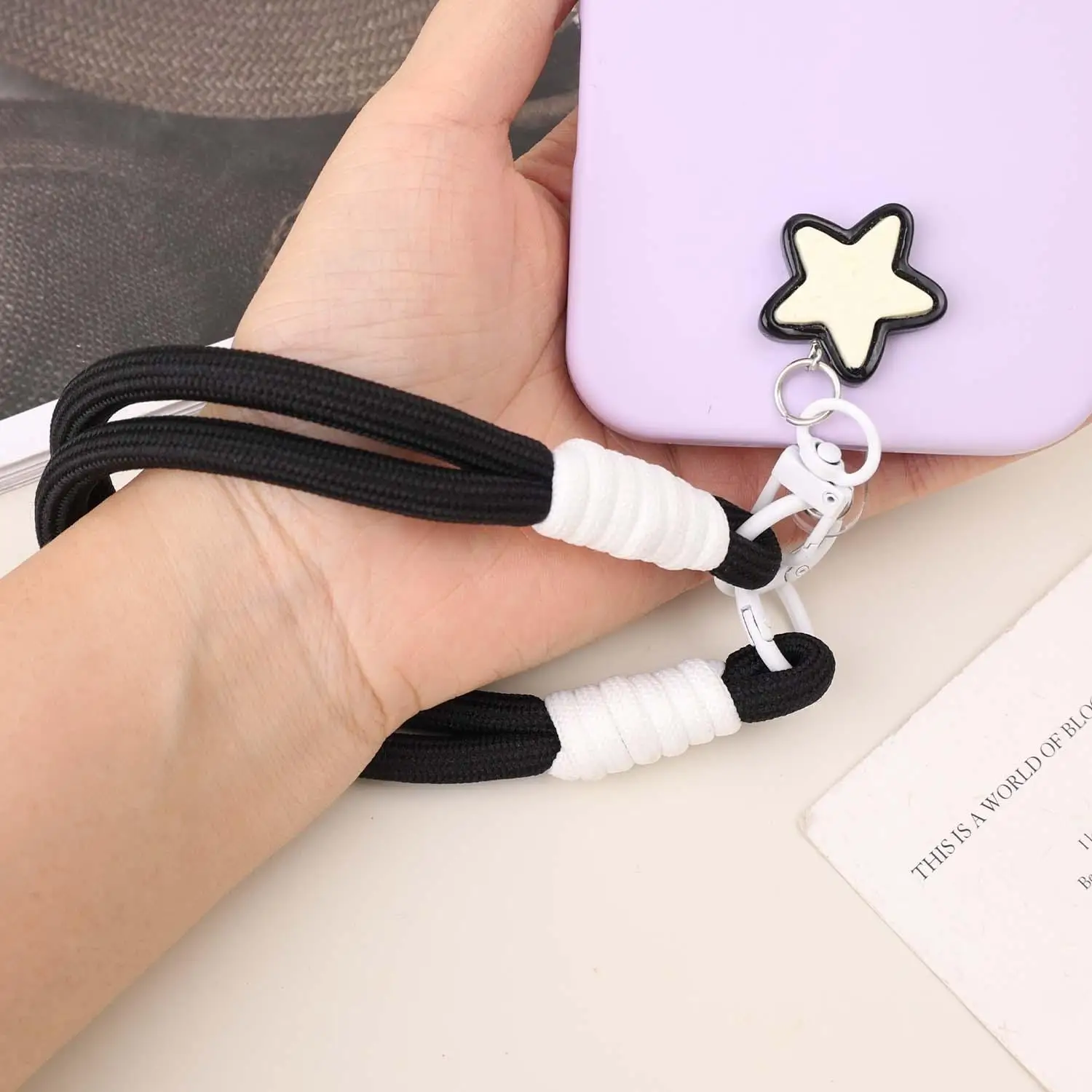 Llavero con correas de muñeca de estrella creativa, cordón para teléfono móvil para iPhone, Samsung, Xiaomi, Huawei, teléfonos móviles, dijes de cuerda de mano - imagen 5