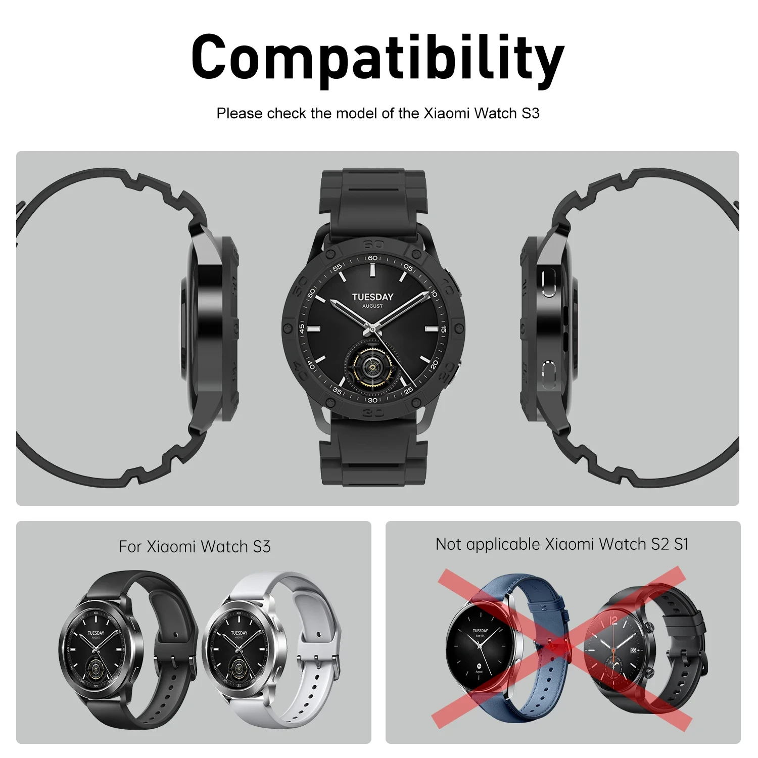 SIKAI-funda protectora de pantalla antiarañazos, ligera, a prueba de golpes, para Xiaomi Watch S3, funda para reloj inteligente - imagen 2
