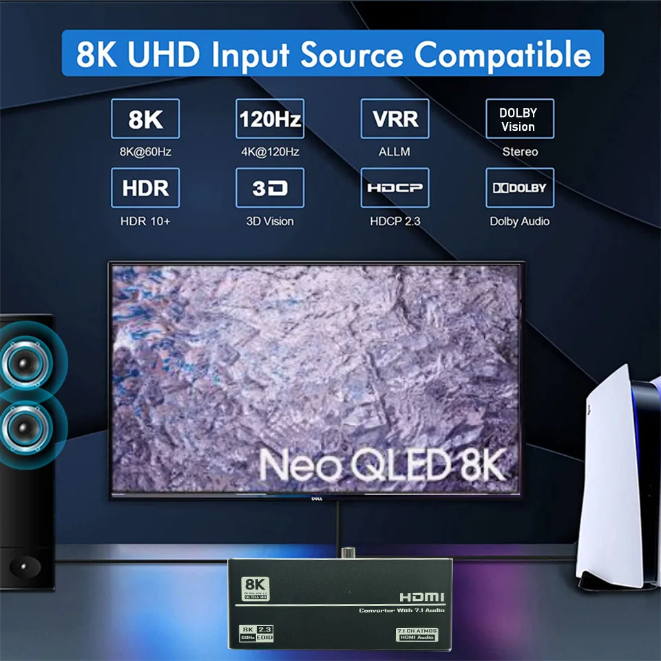 Extractor Audio HDMI 2.1 a Óptico y Coaxial 4K 120Hz - imagen 5
