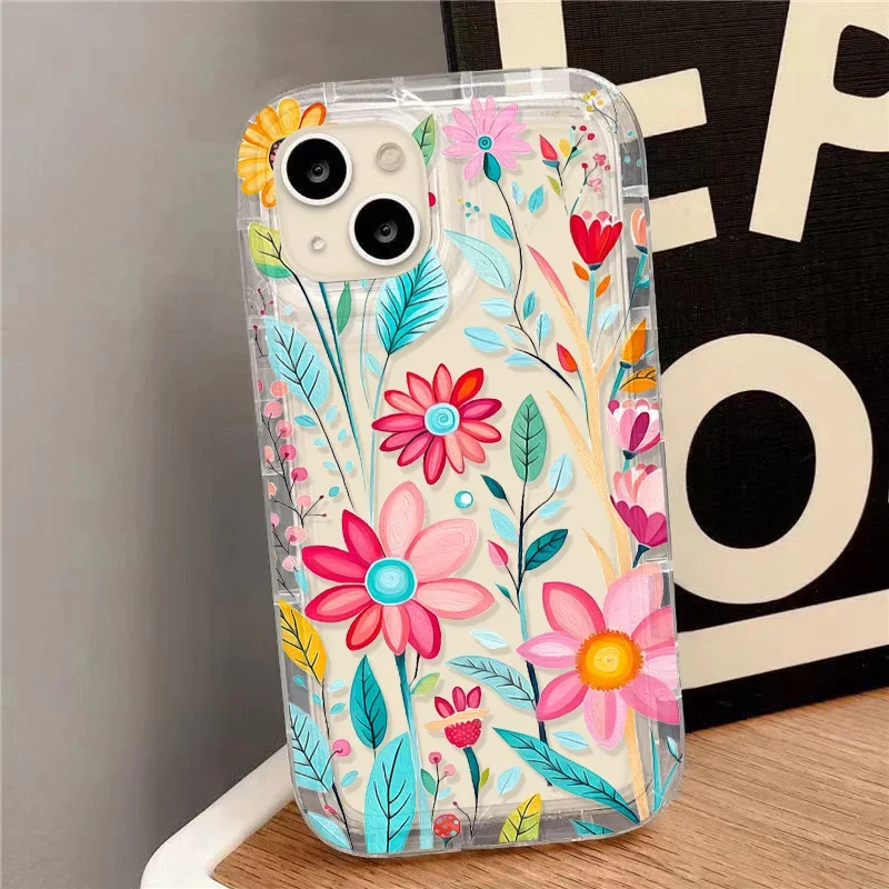 Funda de teléfono floral para iPhone 16 15 13 14 12 11 Pro Max XR 7 8 Plus carcasa protectora de pantalla de silicona - imagen 5