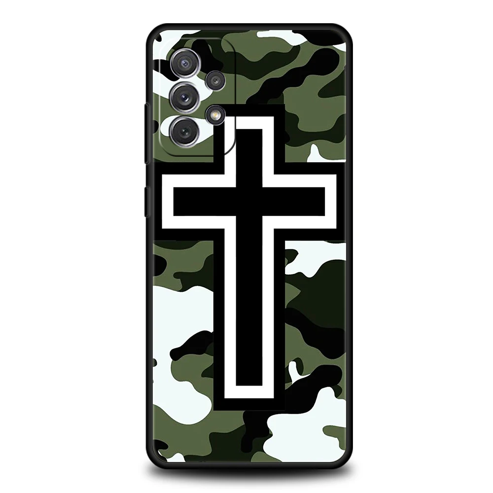 Funda de teléfono para Samsung A15 A13 A35 A55 A51 A71 A41 A31 A03S A05 A17 A23 A25 A33 A53 A73 5G A07 4G cubierta Cristo Cruz Cristiana - imagen 2