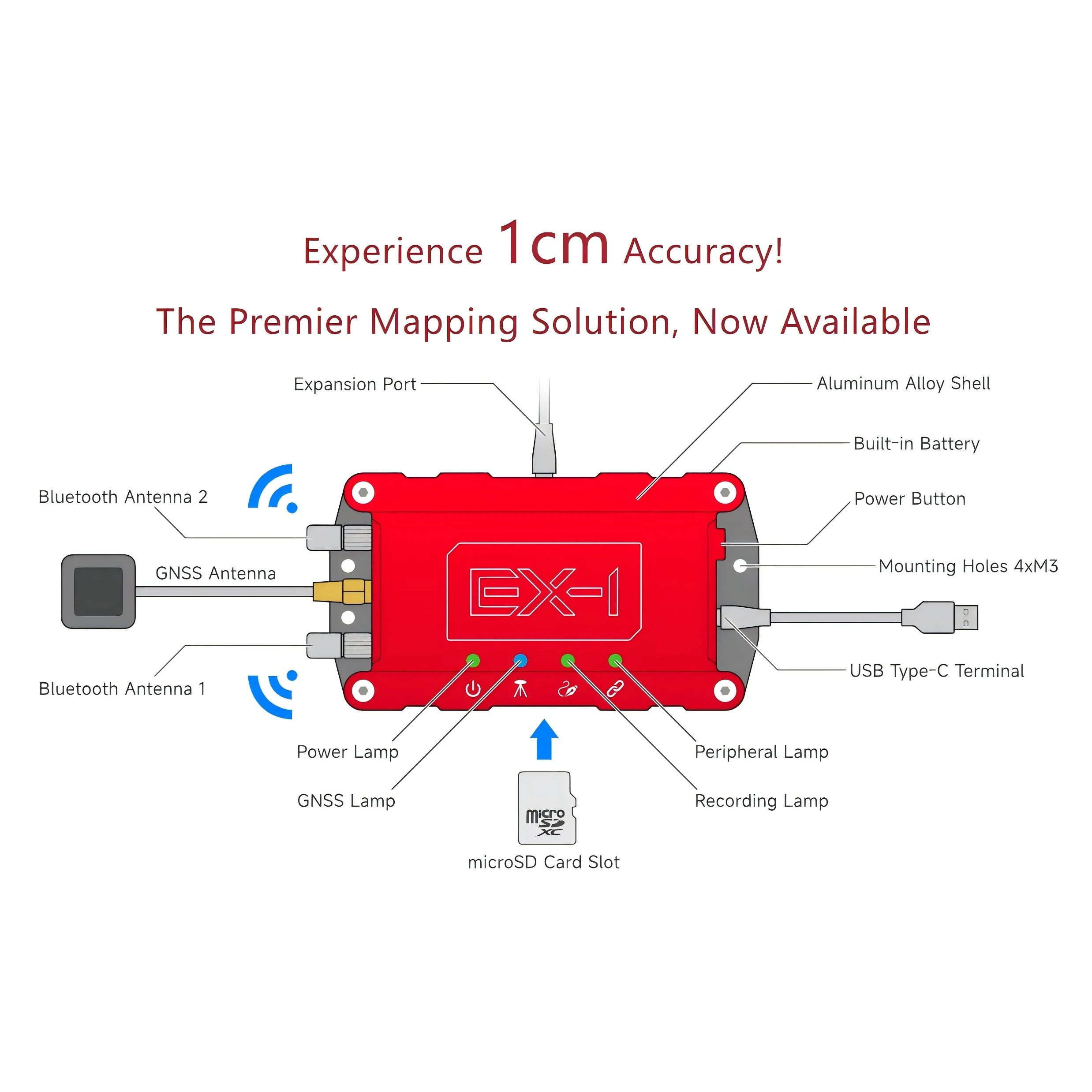 Módulo de ZED-F9P integrado RTK GNSS BT, registrador de datos profesional, L1 L2, doble banda, nivel centímetro, precisión, almohadilla para teléfono móvil y portátil - imagen 3