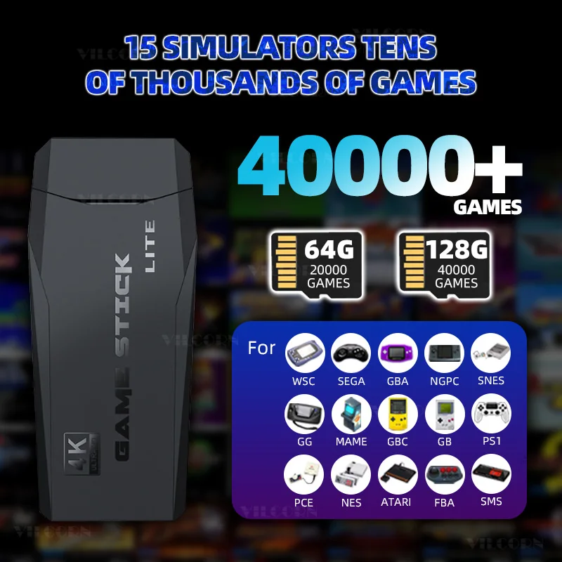 【Salida de teléfono Android opcional】 Consola de videojuegos M8 4K Game Stick para PS1 SNES SEGA MAME 15 Emulator 40000+ de juegos Máquina retro - imagen 3