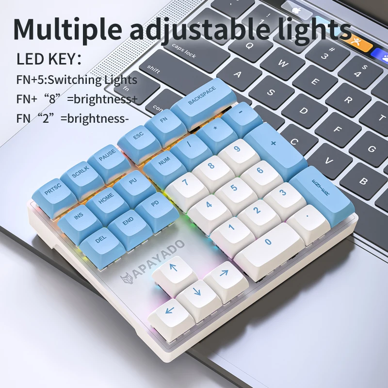 APAYADO Teclado numérico APAYADO K33 Mini teclado numérico mecánico con cable de 33 teclas, iluminación colorida para finanzas, trabajadores de contabilidad - imagen 4