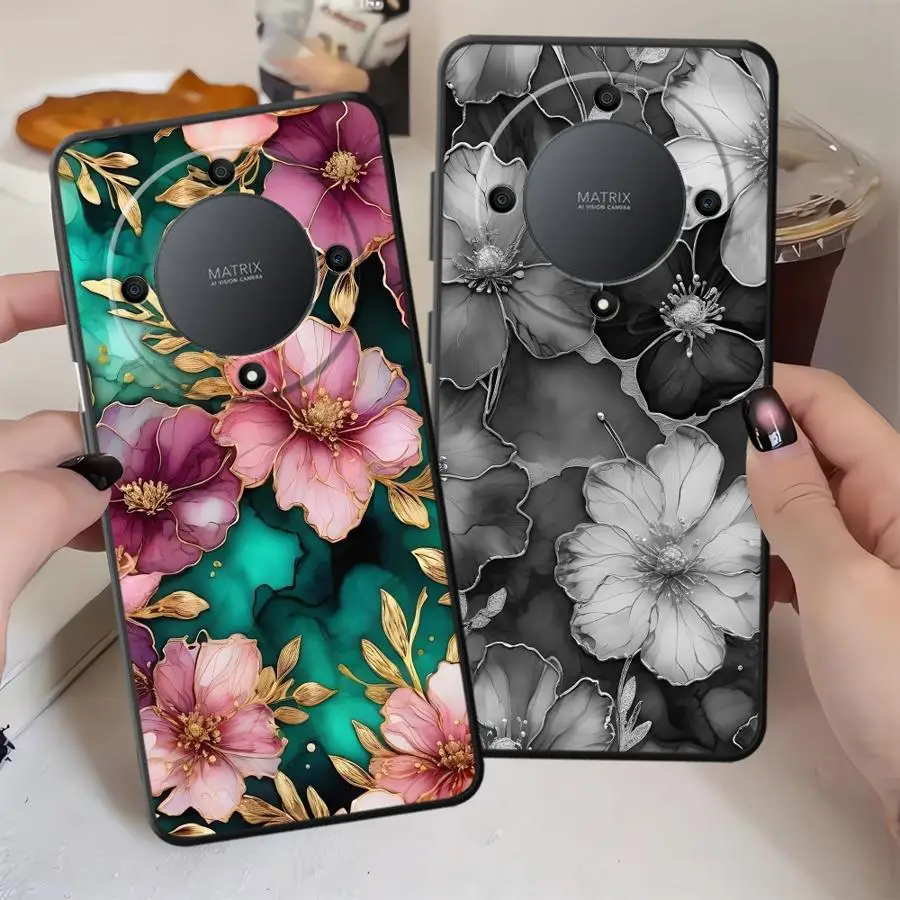 Funda para Teléfono con Diseño de Flores en Tinta para Honor X6 X5b Magic5Lite 8X 90 X7 X8 X9a 200 400 Lite 70 - imagen 4