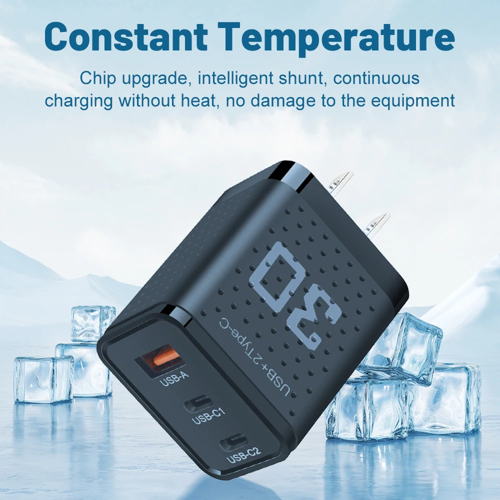 Adaptador de teléfono móvil para iPhone 15, Xiaomi, Samsung y Huawei, carga superrápida QC 3,0, 30W, Dual PD, USB tipo C, 3 puertos, enchufe de la UE/EE. UU./Reino Unido - imagen 3