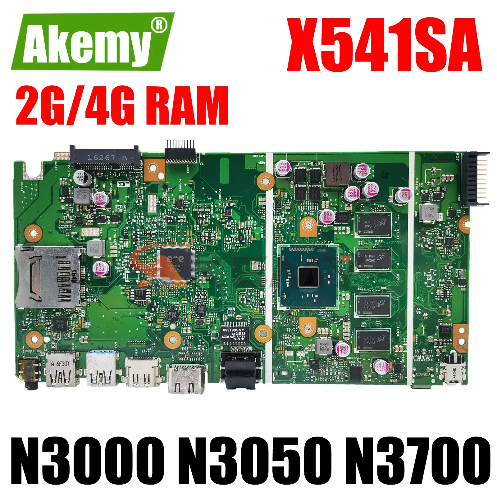AKEMY-placa base X541SA para ordenador portátil, placa base para Asus X541S, F541S, A541S, 2G/4G RAM, N3000, N3060, N3710, X5-E800, CPU, REV 2,0