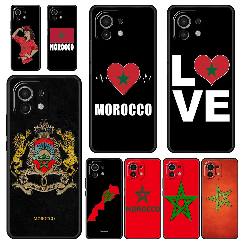 Funda de teléfono de fútbol con bandera de Marruecos para Xiaomi Poco X3 NFC M3 F3 F4 M4 X4 Mi Note 12T 12 13 Pro 10 11 Lite 10T 5G 11T 9T 11i