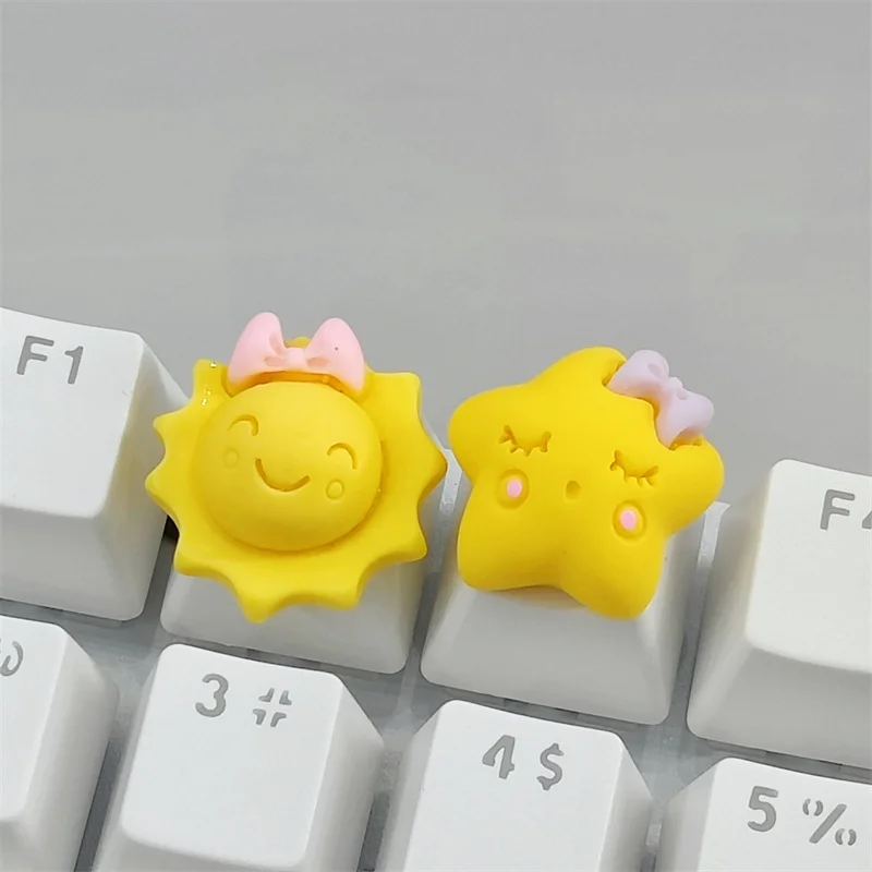 Teclado mecánico hecho a mano, creativo, estrella, sol, rosa, personalizado, regalo, teclas de repuesto de eje transversal - imagen 2