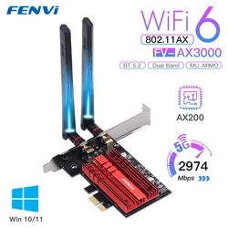 Fvi PCIe WiFi 6 AX3000 Doble Banda con Bluetooth 5.2 para Escritorio