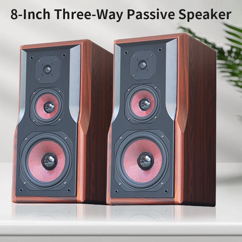 Altavoz de estantería pasivo de tres vías de 8 pulgadas 200W 4ohm Monitor de fiebre HiFi Audio cine en casa altavoz de caja de sonido frontal