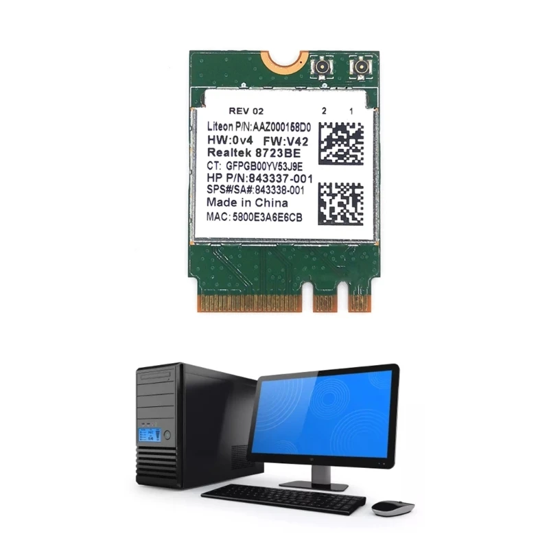 ForRealtek-adaptador inalámbrico RTL8723BE 802.11n, tarjeta WiFi, Bluetooth-compatible4.0, NGFF, SPS 843338-001, 300Mbps - imagen 4