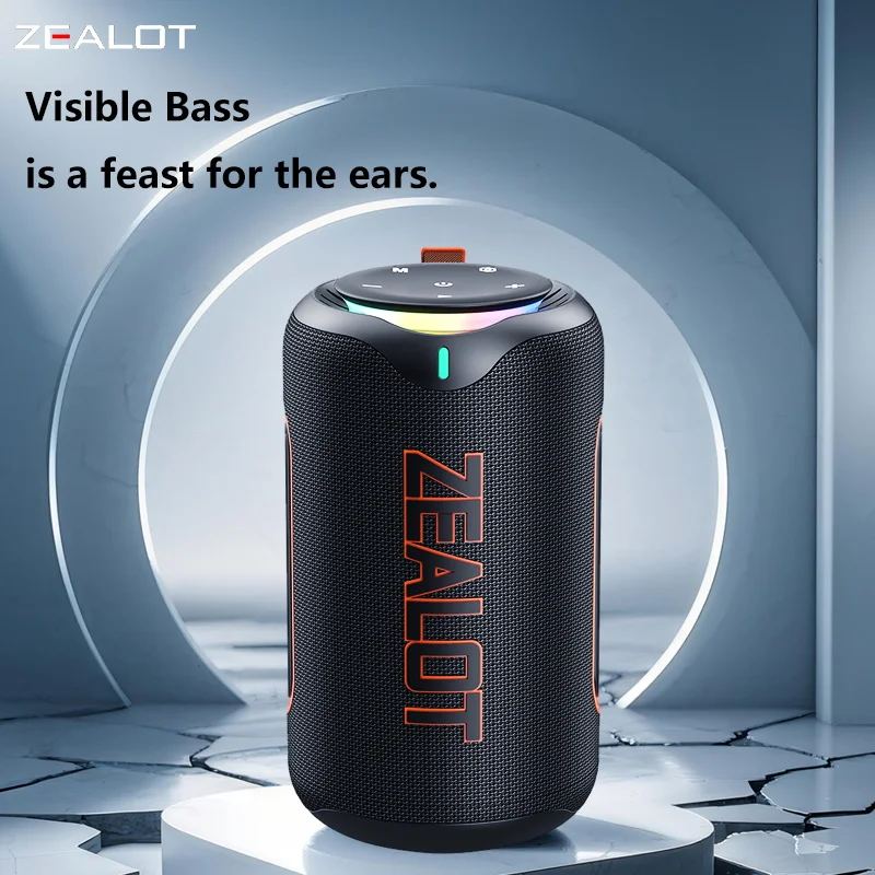 Altavoces inalámbricos ZEALOT-MP1 de 60 W, luz RGB, 30 horas de reproducción, IPX 6, resistente al agua, altavoz inalámbrico, emparejamiento dual, batería de 8000 mAh. - imagen 4