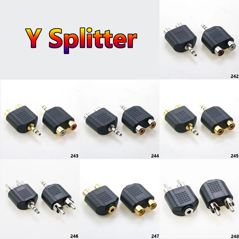 Convertidor de Cable de Audio de 3,5mm, Conector estéreo macho a 2 RCA, adaptador hembra Y divisor, 3,5mm