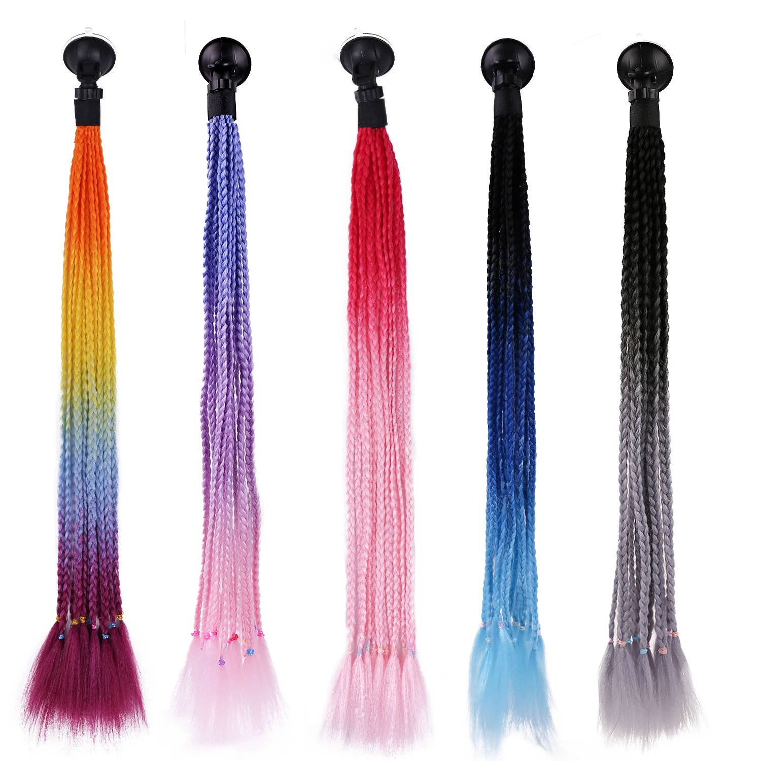 Coletas trenzadas para casco de 24 pulgadas, cola de caballo para mujer, casco de motocicleta, cola de caballo trenzada, coletas de moto, trenzas, cola de caballo con ventosa - imagen 3