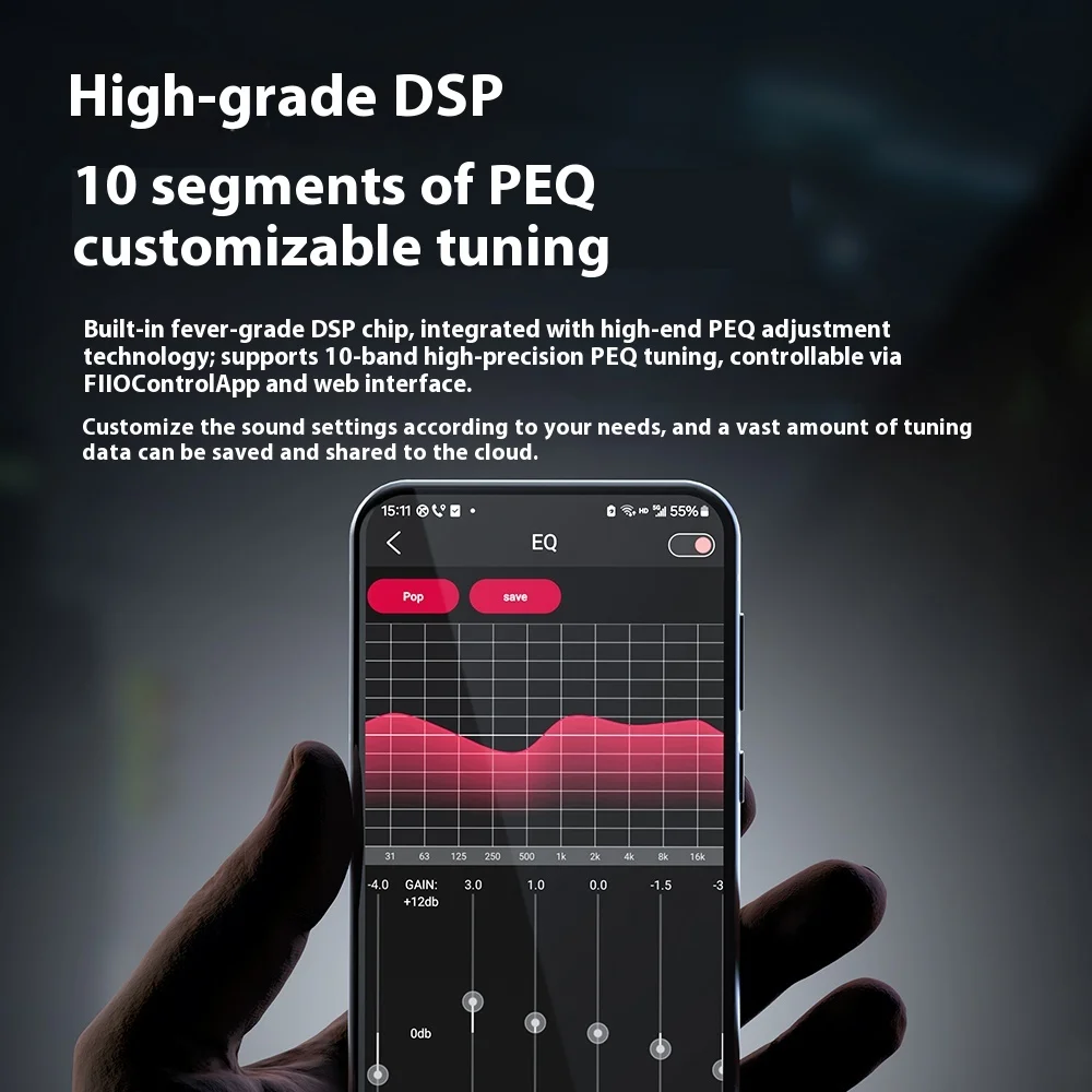 FiiO JIEZI adaptador de auriculares amplificador HiFi portátil DSD amplificador de auriculares PCM 384kHz DSD256 TypeC decodificador de enchufe 3,5mm/4,4mm - imagen 5