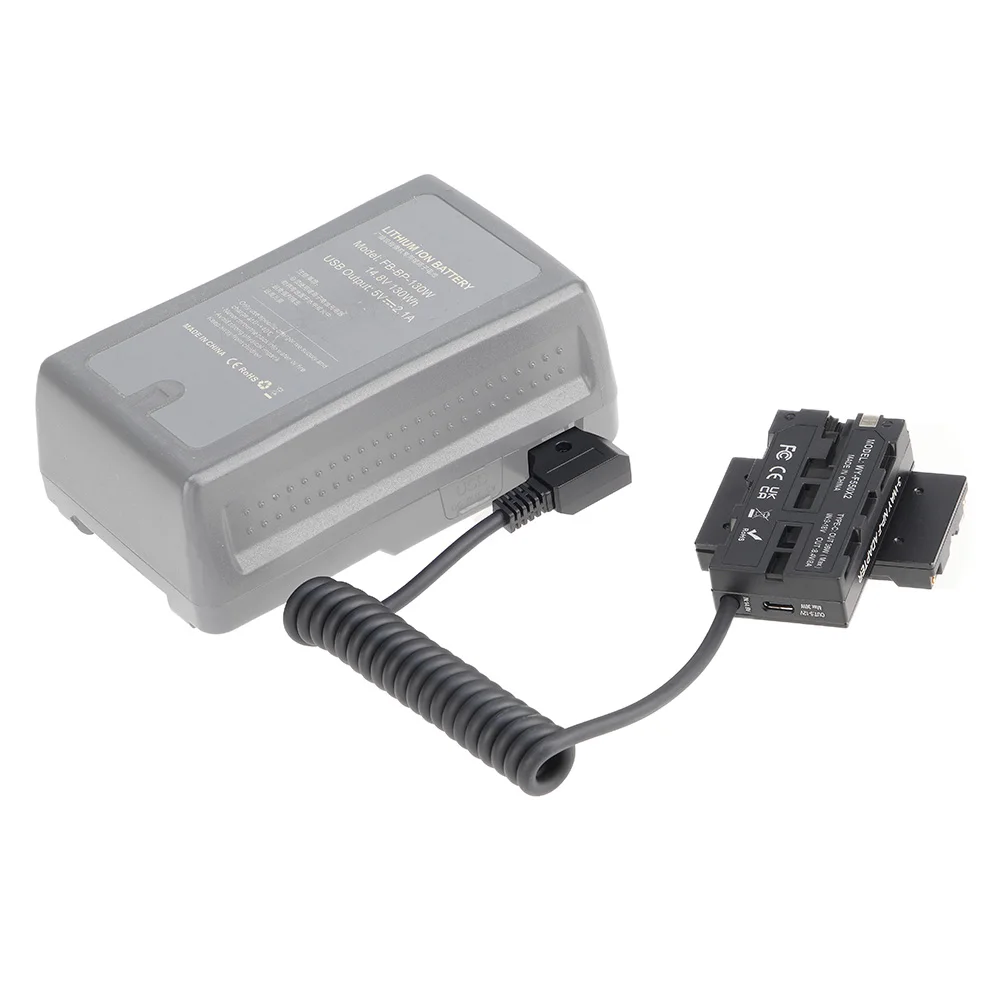 FOTGA-batería simulada d-tap a Cable en espiral de NP-F550 de doble cara, acoplador de CC, accesorio para Monitor/luz/micrófono/transmisor receptor - imagen 5