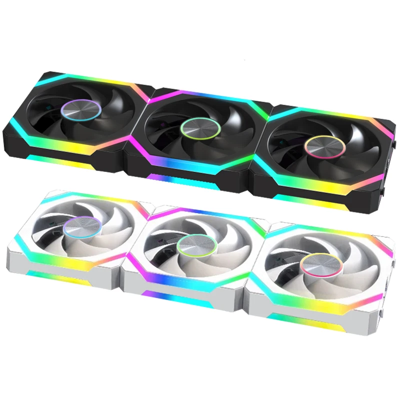 JUMPEAK HS120 Halo ARGB ventilador de refrigeración 360mm 240mm empalme Modular apilable 120mm RGB Kit de ventiladores para juegos PC caja enfriador de agua - imagen 3