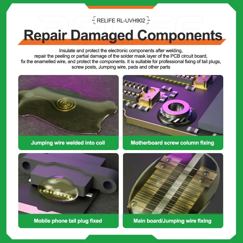 RELIFE RL-UVH902 línea voladora de placa base 3 segundos cable de salto de aceite de secado rápido UV curado de secado rápido para reparación de teléfonos - imagen 5