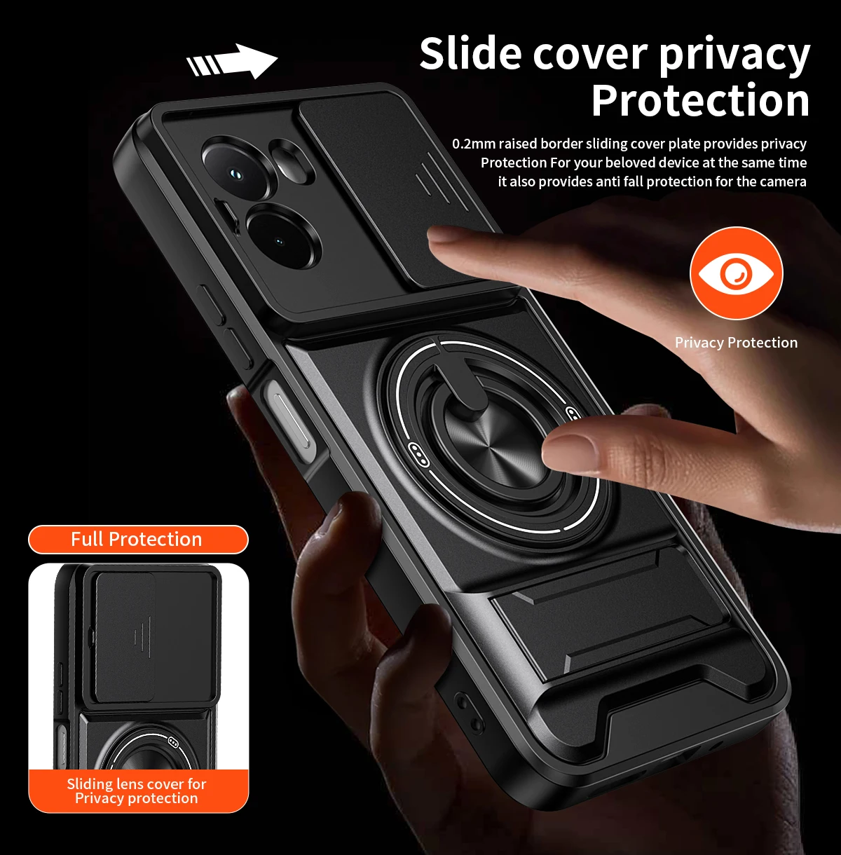 Funda para POCO M7 4G, Funda giratoria deslizante para cámara, anillo de protección, soporte a prueba de golpes, Funda - imagen 5
