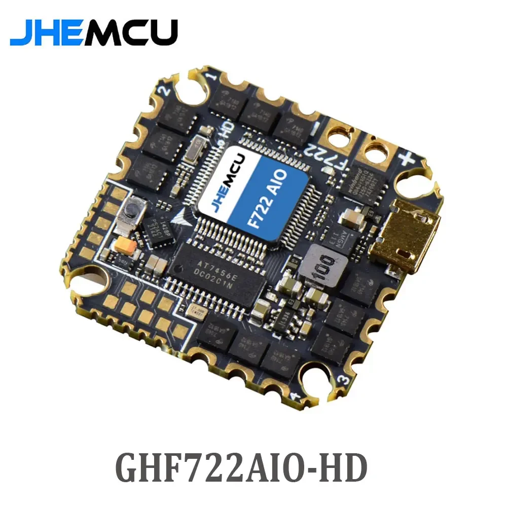 JHEMCU GHF722AIO-HD 40A AIO controlador de vuelo F722 FC Baro OSD BlackBox 40A 4 en 1 ESC 2-6S para RC FPV Freestyle Cinewhoop Drone