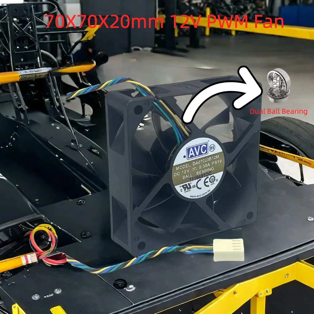 Ventilador silencioso enfriador de CPU de 70mm AVC DA07020B12M DC 12V CPU 4 cables PWM rodamiento de bolas doble 70X70X20mm 4 pines - imagen 2
