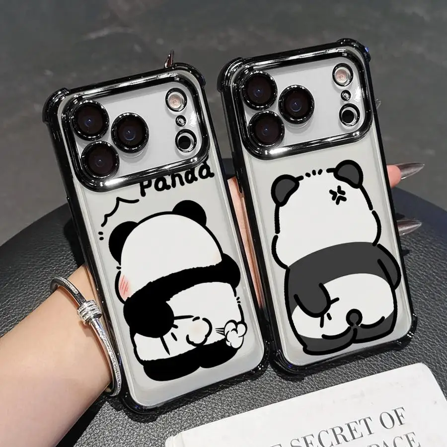 Funda de teléfono de cubierta suave para iPhone 16e 17 Air 16 15 14 Plus 13 12 11 Pro Max Panda divertido