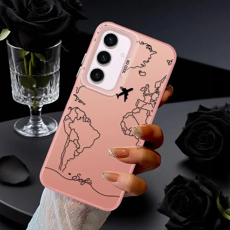 Línea de avión mapa topográfico funda trasera de teléfono para Samsung Galaxy A53 A24 A26 A73 A33 A34 A23 A32 A36 A22 A52 A25 - imagen 4