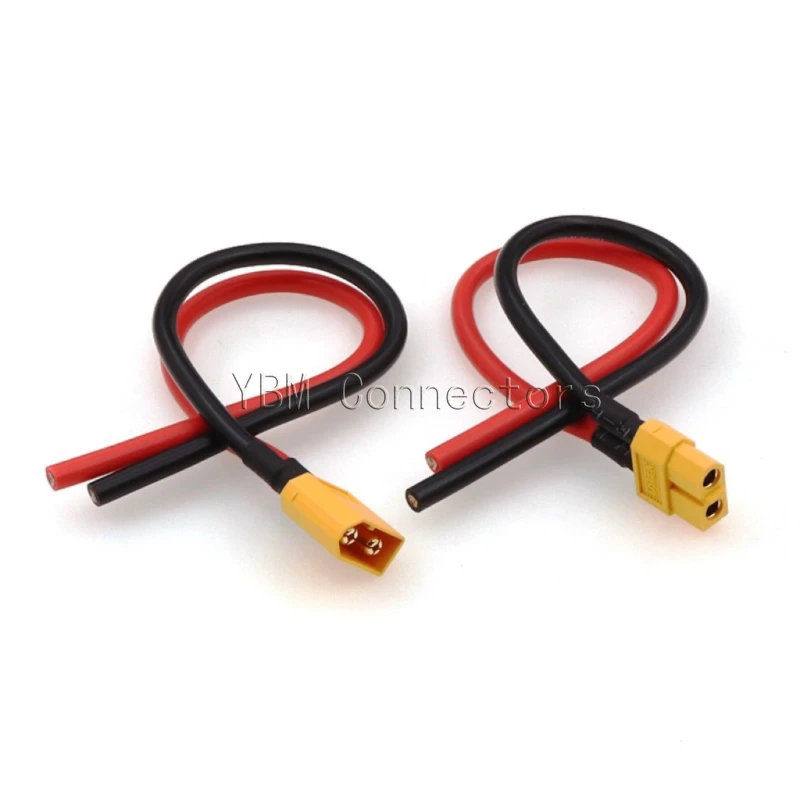 Conector de cargador de batería de litio XT60, modelo de avión, conector macho hembra de alta corriente con cable de silicona de 10/20CM, 12AWG - imagen 3
