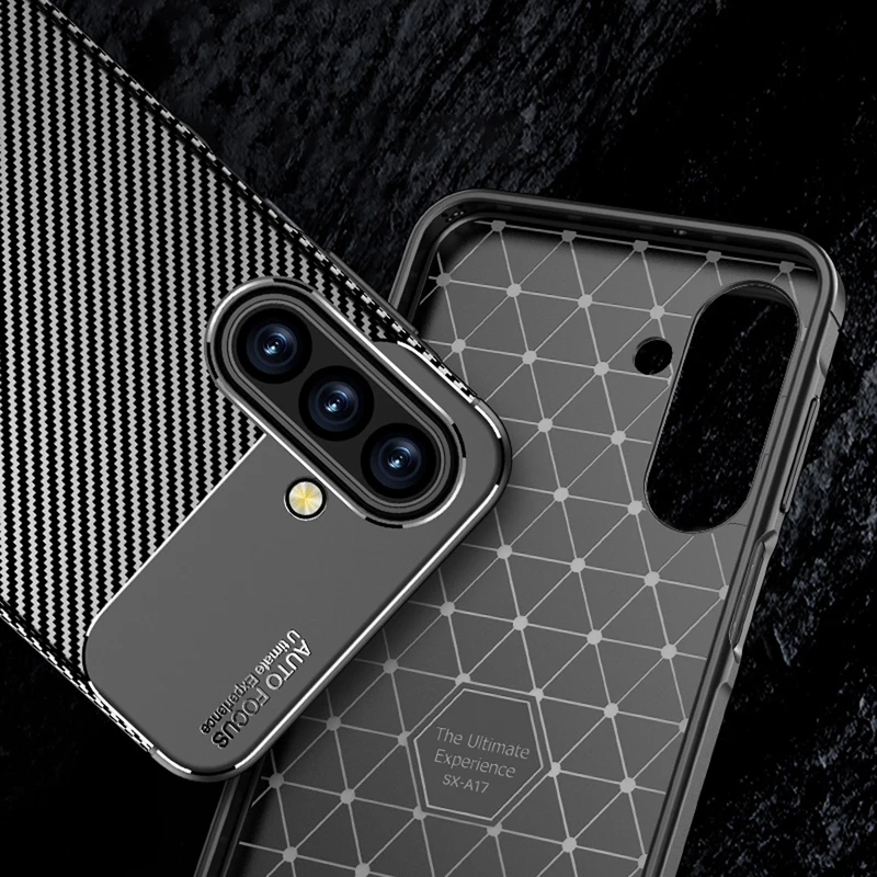 Funda lujosa con textura de fibra de carbono para Samsung Galaxy A17, funda de silicona para Samsung A17, funda protectora de goma TPU a prueba de golpes para Galaxy A17 - imagen 4