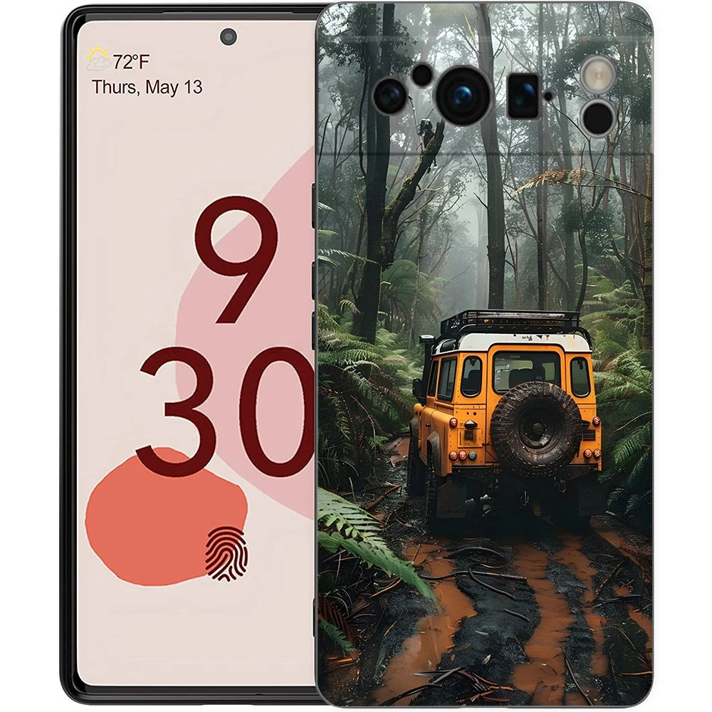 Funda de teléfono para vehículo de viaje forestal, funda negra de TPU suave a prueba de golpes para Google Pixel 10 9 8 7 6 Pro XL 9A 8A 6A 7A 5G - imagen 5