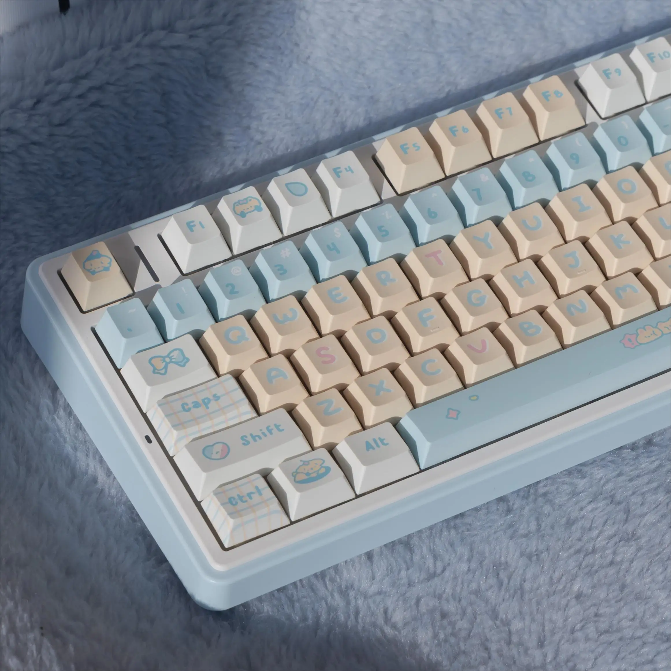 Juego de teclas con tema azul y amarillo llorando, perfil de cereza PBT 144, teclas originales personalizadas hechas a mano para regalo de teclado mecánico - imagen 2