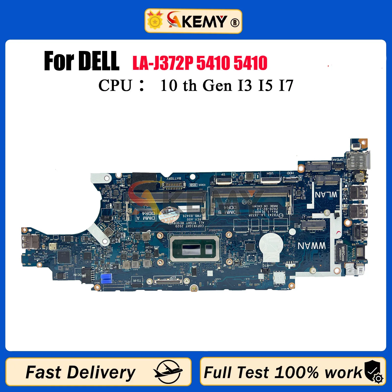 LA-J372P FDZ41 con i5 i7 10. ° CPU placa base para portátil DELL Latitude 5410 placa base para ordenador portátil CN-0T4NVV 098W3W completamente probado OK