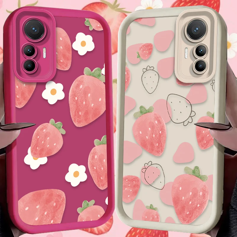 Funda blanda de fresa de dibujos animados para Xiaomi Poco X7 X6 X5 X3 NFC F7 F6 F5 F3 M7 M6 Pro 4G 5G Mi 12 11 Lite NE 5G 13T 12T 11T 14T Pro