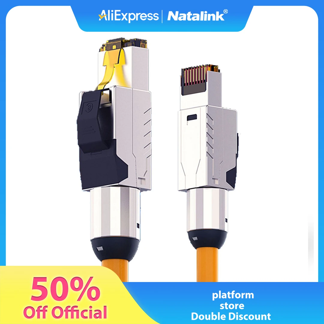Cable de conexión Ethernet Natalink Cat8 S/FTP 22AWG Cable sólido con doble blindaje |   2000Mhz 2Ghz 40Gbps |   Red LAN Ethernet de quinta generación