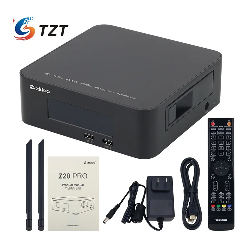 TZT ZIDOO Z20PRO Reproductor de música HD de rayos azules de alta calidad Reproductor de audio Dolby Vision 4K 4GB DDR4 + 32GB EMMC con pantalla LED