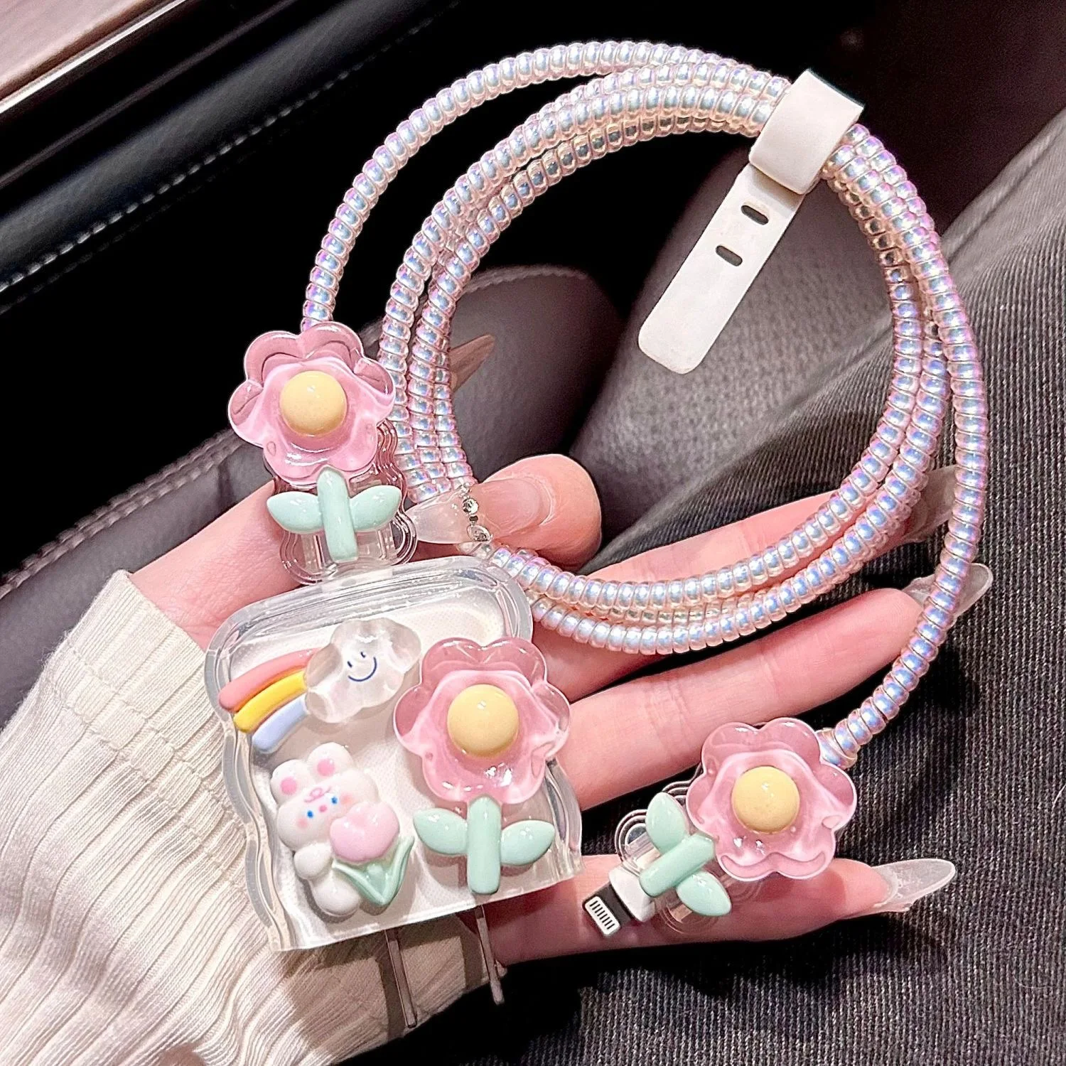 Cute IPhone Charger Protector Cover 18W 20W Silicone Charger Head Case 1m Cable Cover for IPhone 15 14 13 12 Pro Max - imagen 3