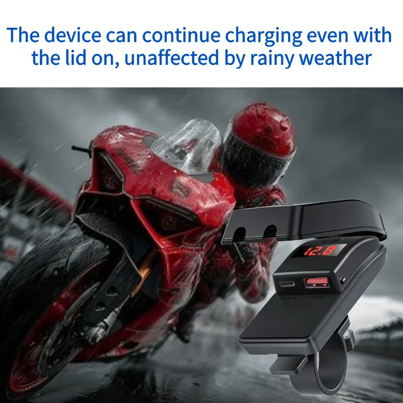PD QC3.0 cargador rápido USB para motocicleta, manillar de 36W, enchufe USB tipo C con interruptor, voltímetro, adaptador de fuente de alimentación impermeable de 12V - imagen 5