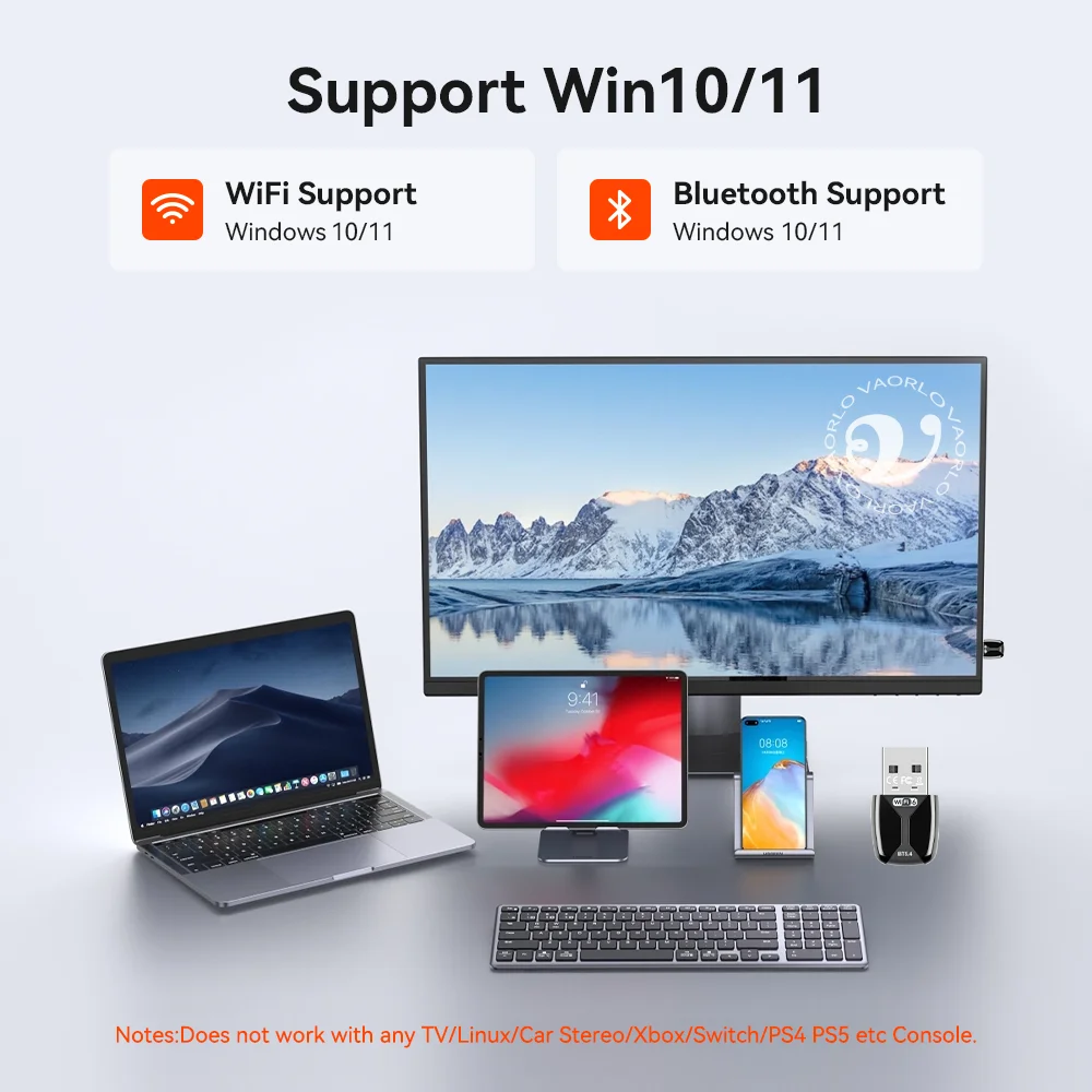 Adaptador USB AX900 WIFI6 2 en 1 Bluetooth 5.4 de doble banda 2.4G y 5GHz 900Mbps WiFi 6 802.11AX de alta velocidad Mini receptor de tarjeta de red inalámbrica Dongle para PC portátil WIN 10/11 sin controlador - imagen 5