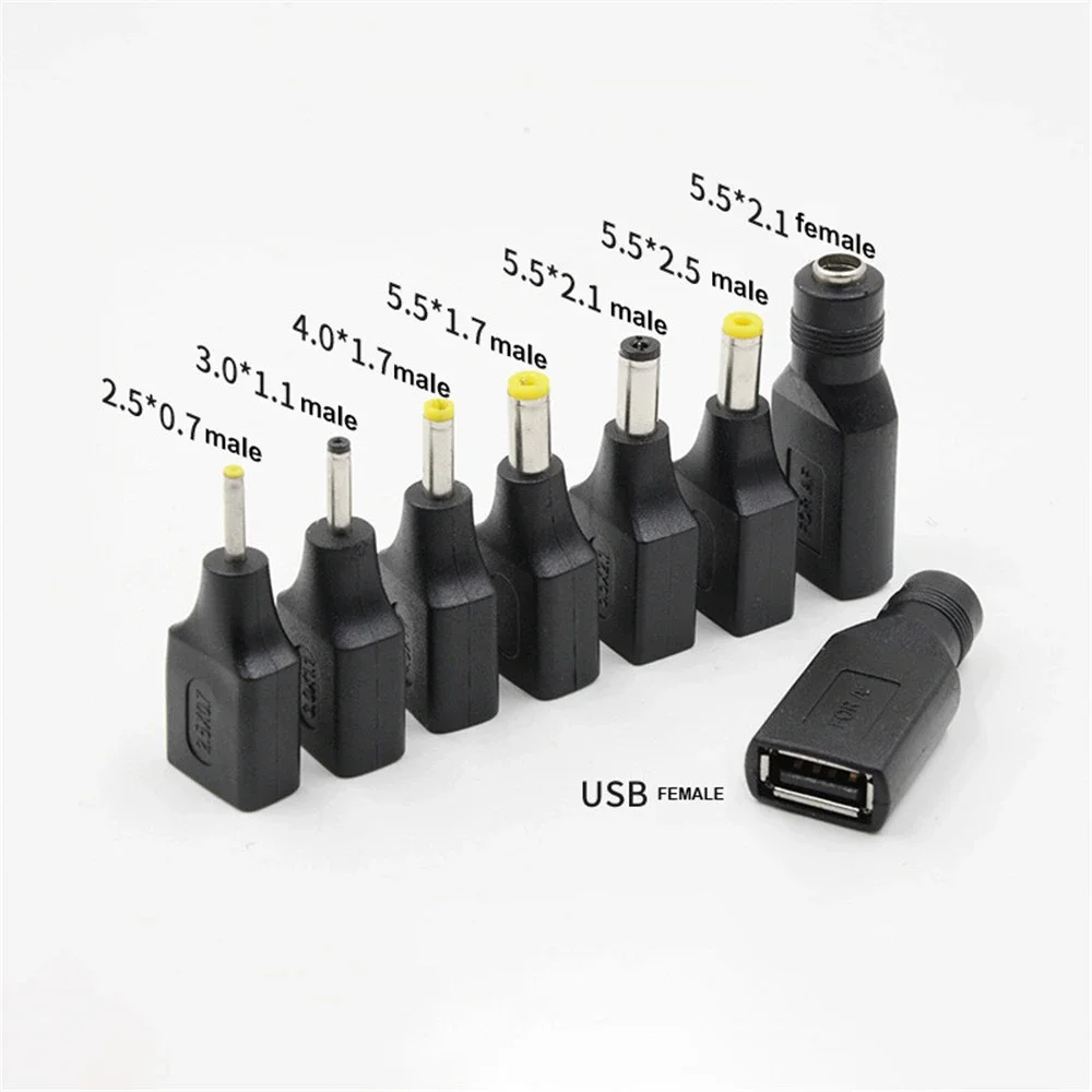 Conector adaptador de corriente para ordenador portátil, enchufe CC USB hembra a macho Universal DC25 * 07/30*11/55*25mm para carga de portátil Lenovo Asus