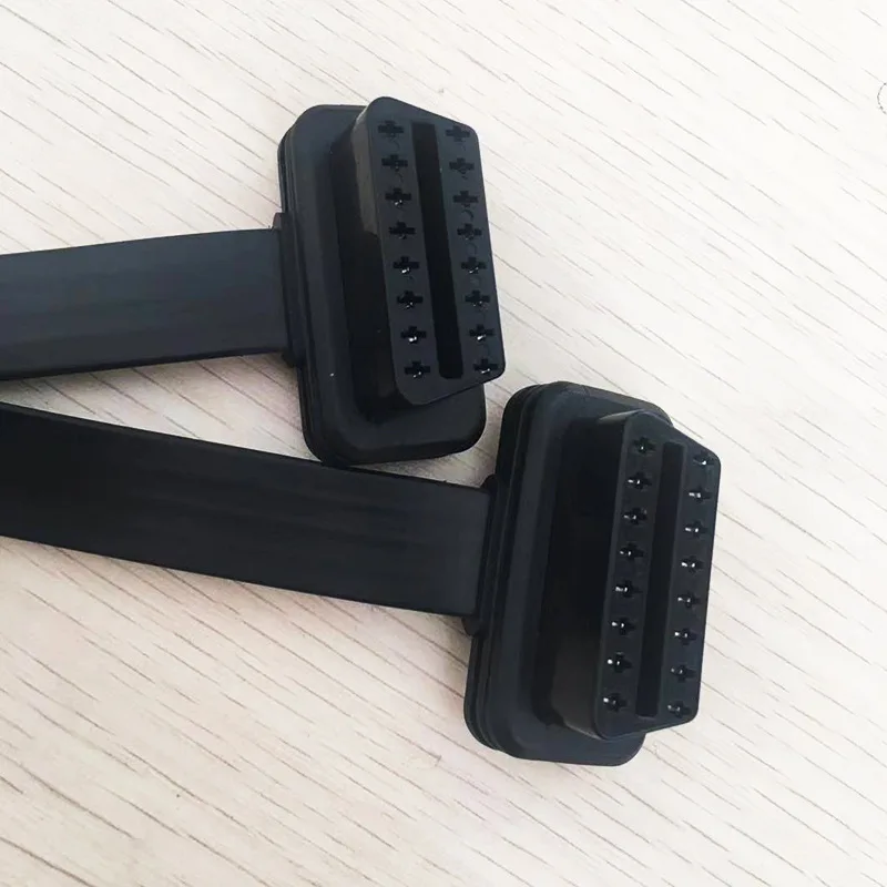 50CM extensión OBDII conector doble Y divisor OBD2 16PIN conexión macho a hembra plana + delgada como fideos - imagen 3