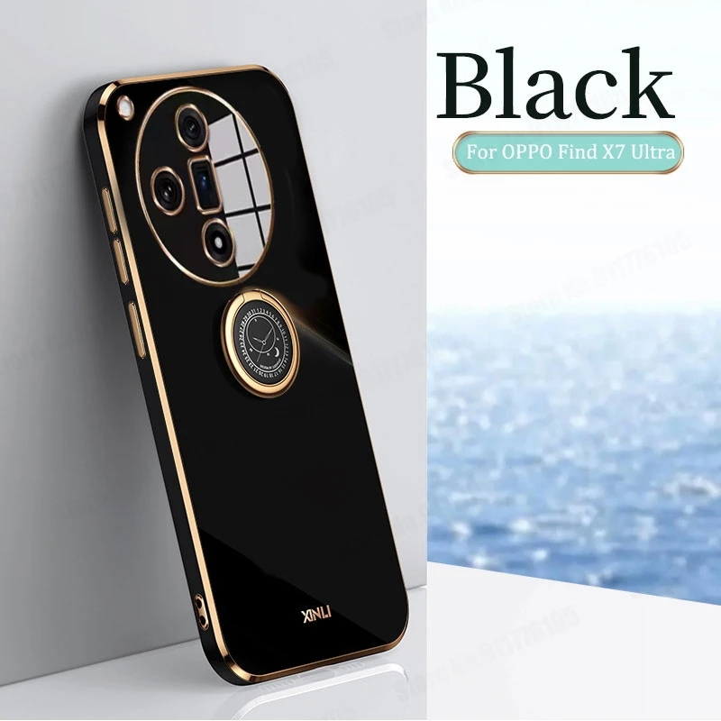 Funda trasera de silicona suave para OPPO Find X7 Ultra 6D, carcasa cuadrada delgada con soporte de anillo, Color caramelo, para OPPO Find X6 Pro X5