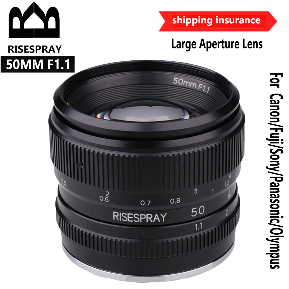 RISESPRAY 50MM F1.1 II APS-C lente de cámara sin espejo enfoque Manual de gran apertura para Canon EOSM Sony NEX Olympus Panasonic M4/3 - imagen 2