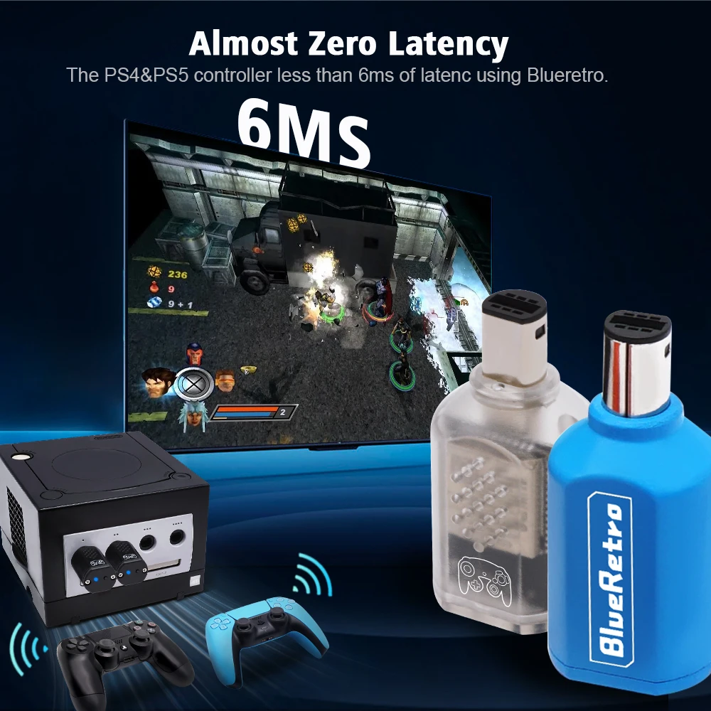 Adaptador de controladores inalámbricos de Motor BlueRetro para consola Nintendo GameCube a PS3 PS4 PS5 Switch Pro Gamesir T4 Pro Contorller - imagen 5