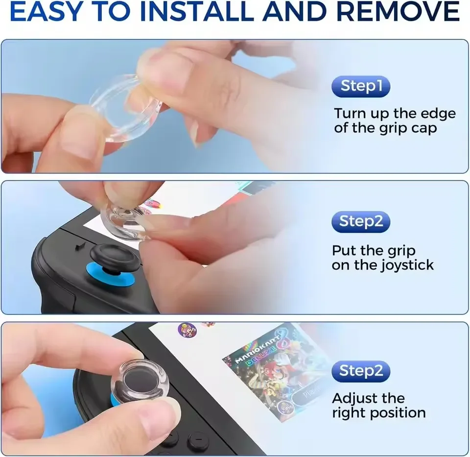 Tapas de empuñaduras de pulgar para consola Switch 2, controlador analógico de silicona suave, cubiertas protectoras antideslizantes para empuñadura de palanca de mando, tapa de Joystick - imagen 4