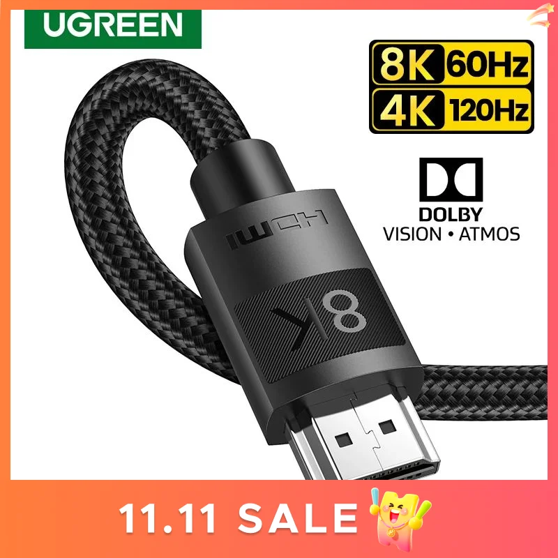 UGREEN HDMI 2,1 Cable 48Gbps de Ultra alta velocidad 8K Cable HDMI 4K/120Hz dinámica HDR Dolby Atmos para PS5 Xbox Series X Cable HDMI